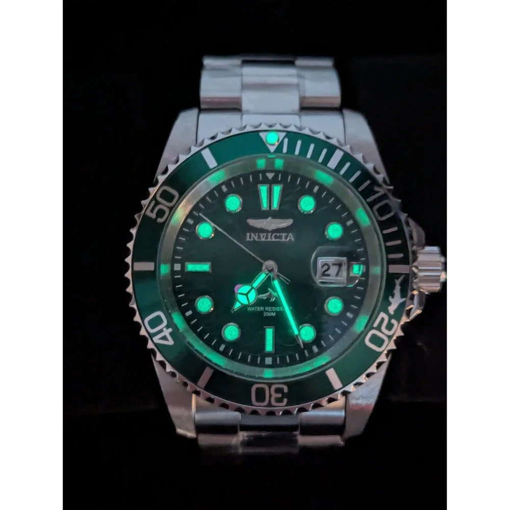 Invicta Pro Diver 50890 Mens Watch 42mm Green Dial Steel Band PC32 Quartz New